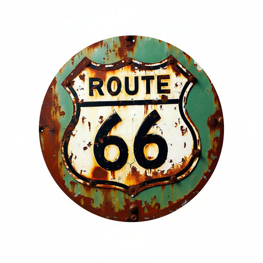 Targa in Metallo Route 66 - 20x20 cm