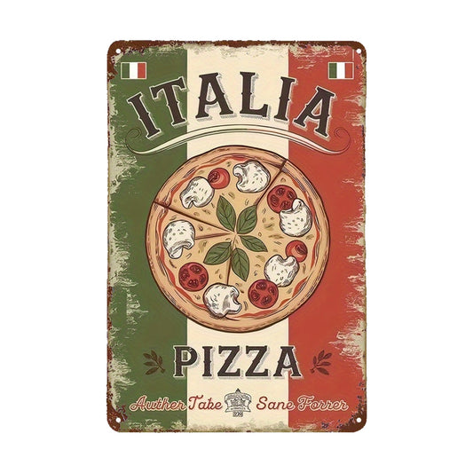 Targa in Alluminio Pizza Italiana - 20x30 cm