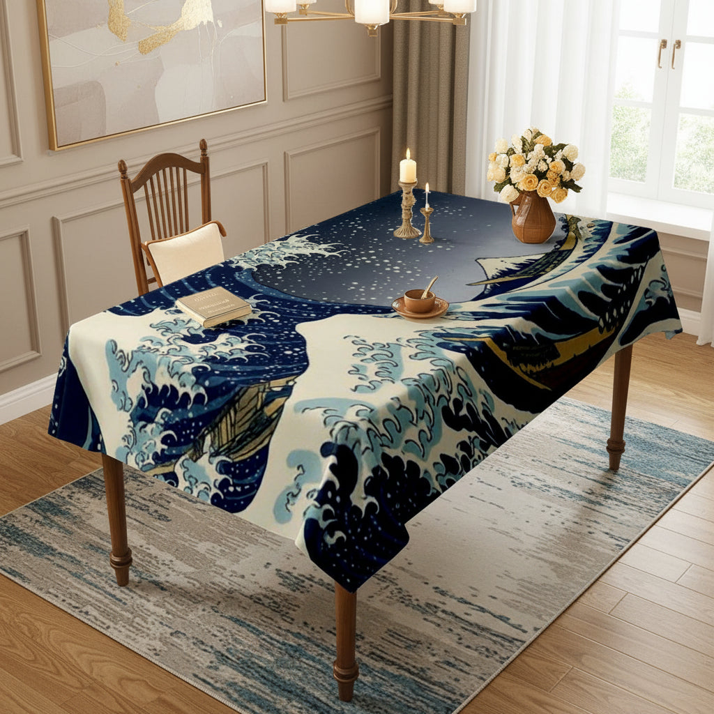 Tovaglia Onda di Hokusai - 90x140 cm - 140x240 cm - 140x220 cm - 140x200 cm - 140x180 cm