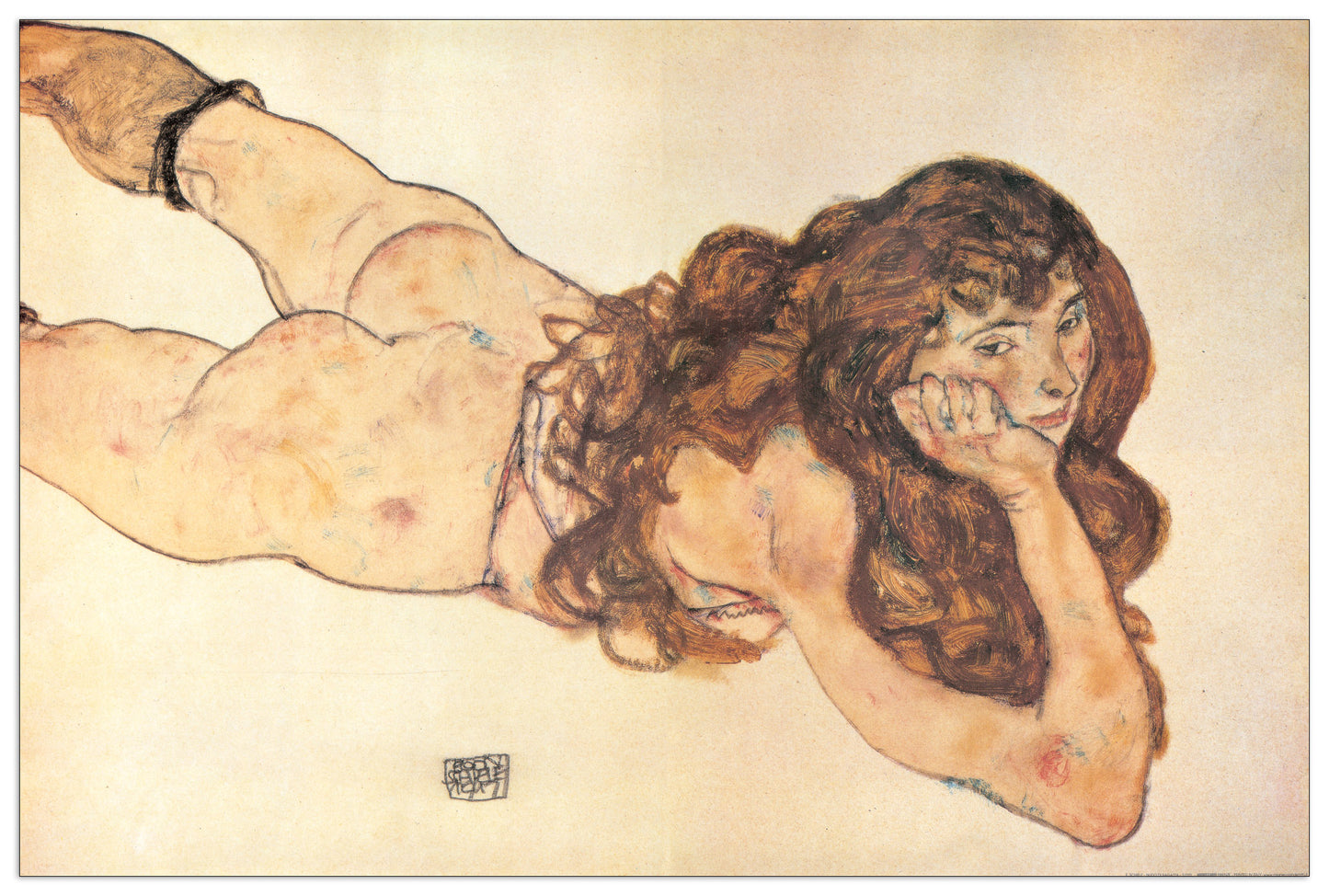 Am Bauch Liegender Weiblicher Akt 1917 cm 100x66