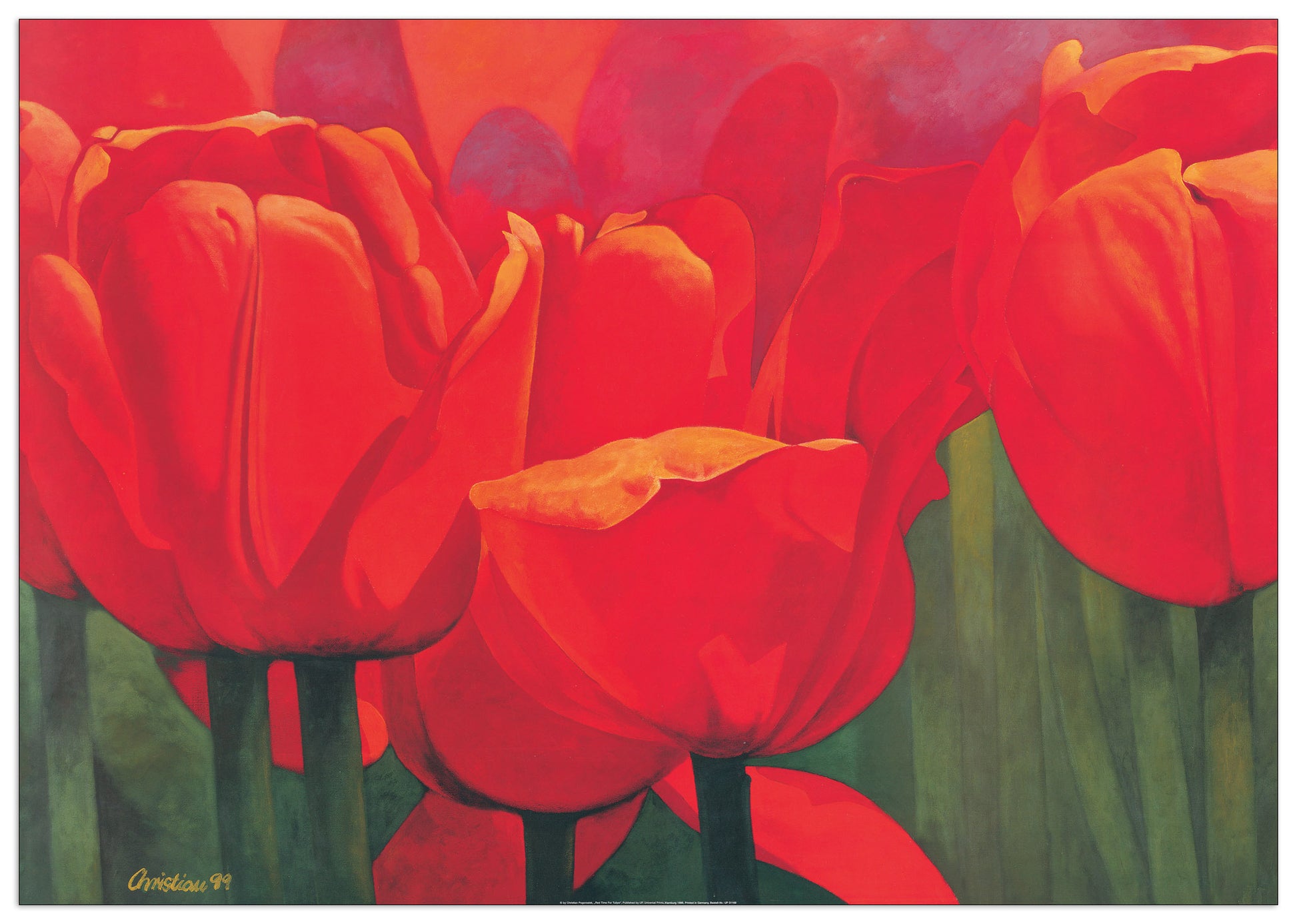 Red Time For Tulips cm 100x70