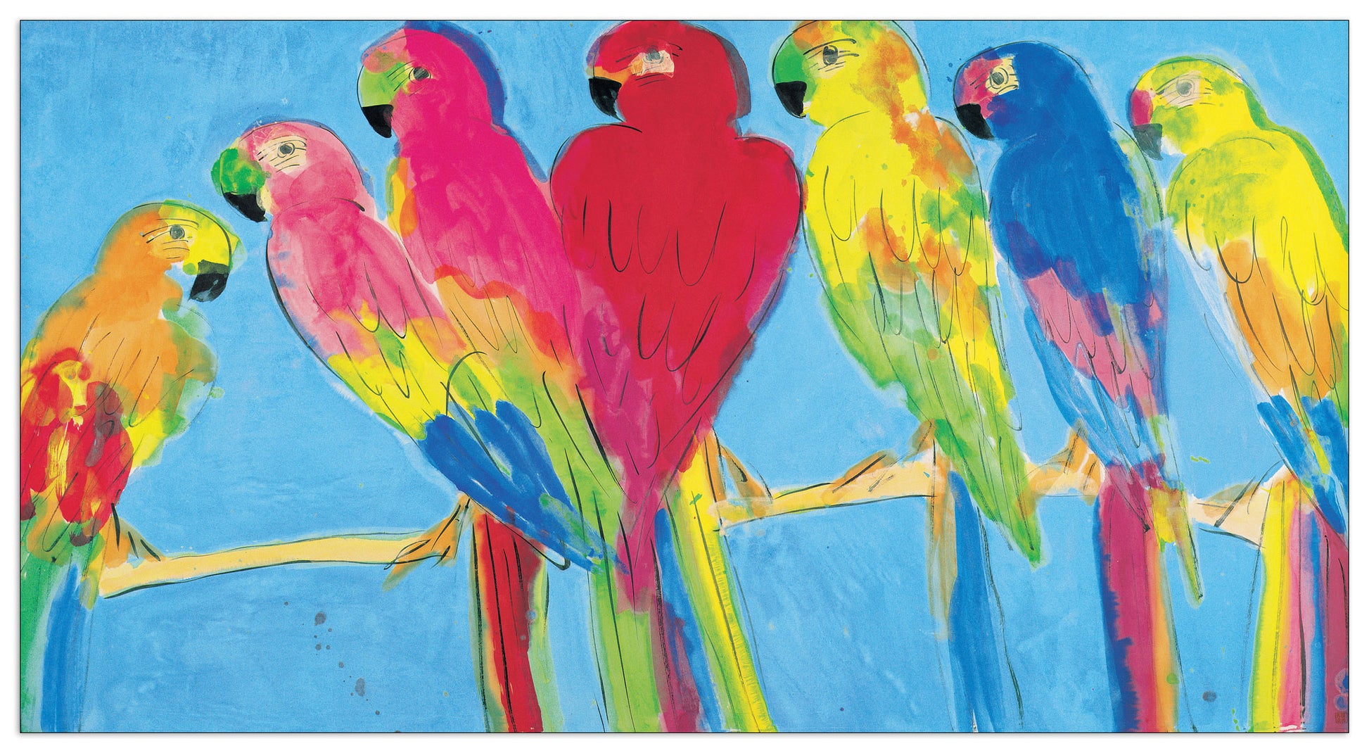 Parrots In Blue cm 100x50