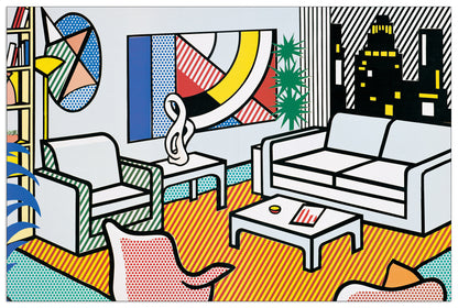 Interior With Skyline Collage For Painting cm 123x81