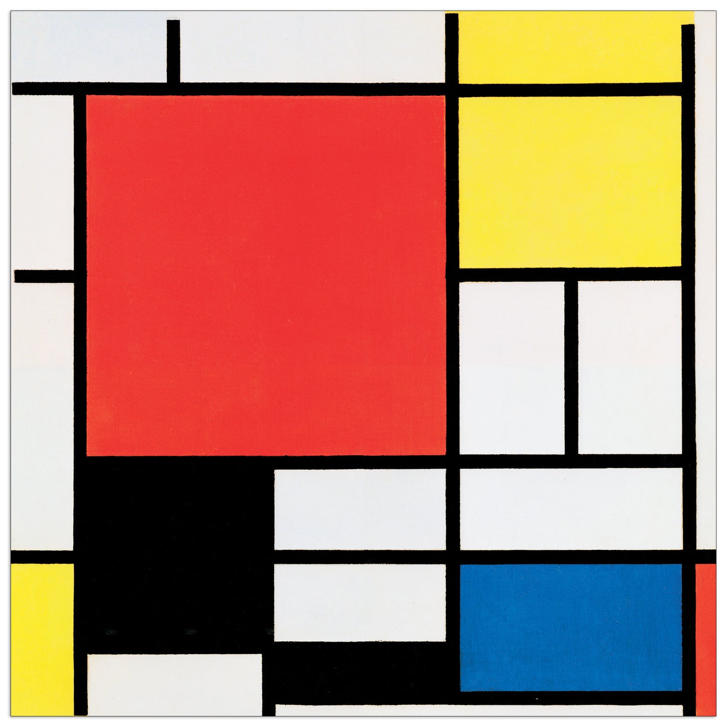 Komposition mit rot,gelb, blau und schwarz cm 70x70