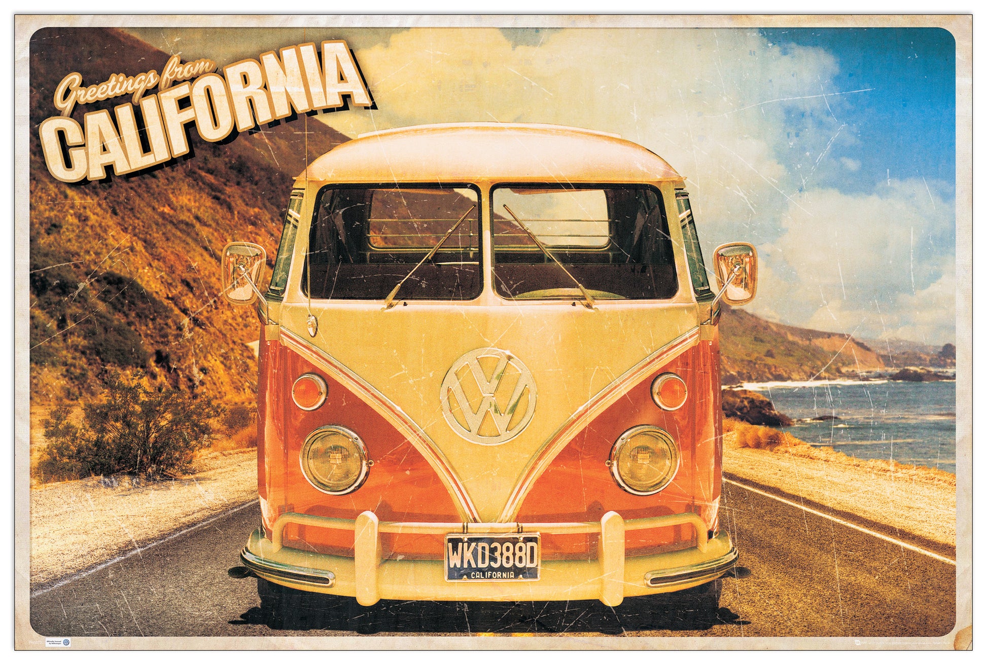 Greetings from California VW Camper van cm 90x60