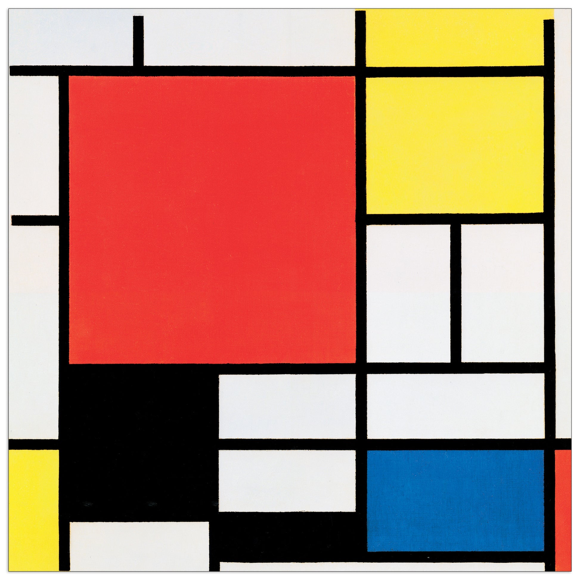 Komposition mit rot,gelb, blau und schwarz cm 110x110