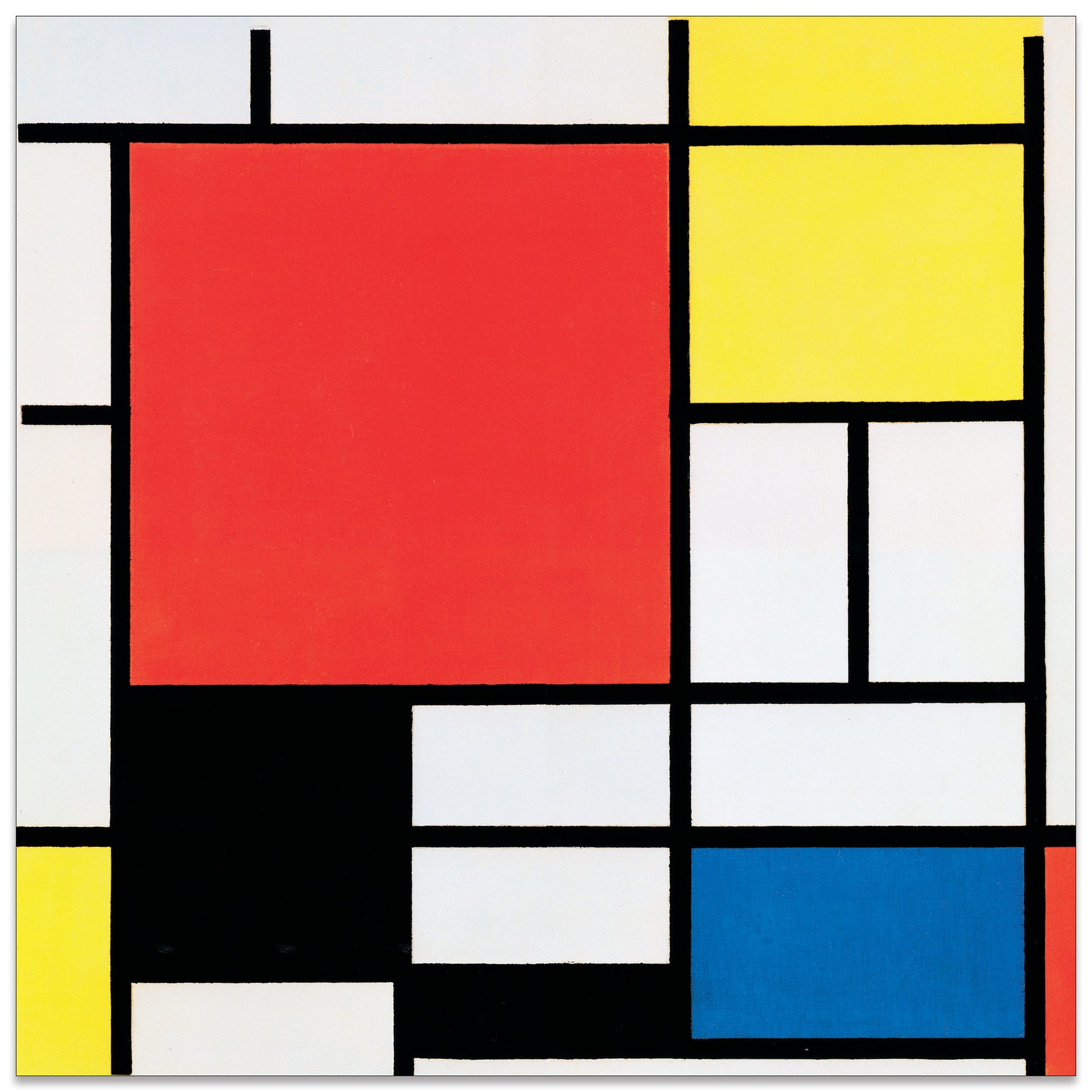 Komposition mit rot,gelb, blau und schwarz cm 50x50