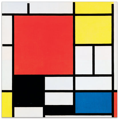 Komposition mit rot,gelb, blau und schwarz cm 50x50