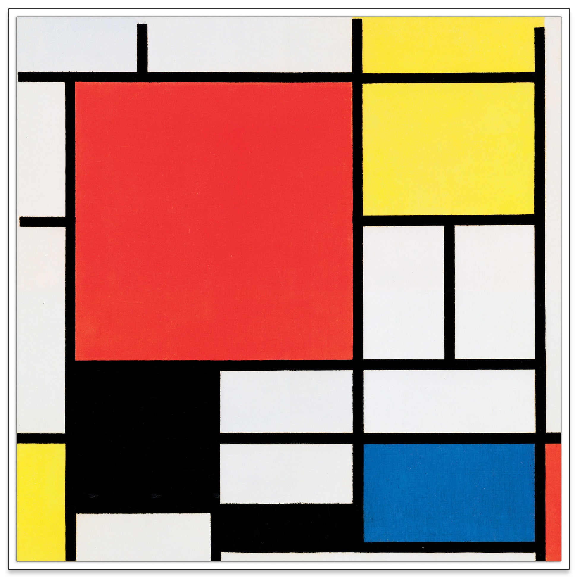 Komposition mit rot,gelb, blau und schwarz cm 30x30