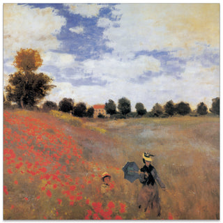 Homage to MONET - Campo di papaveri dettaglio - cm 70x70 - Pannello in MDF