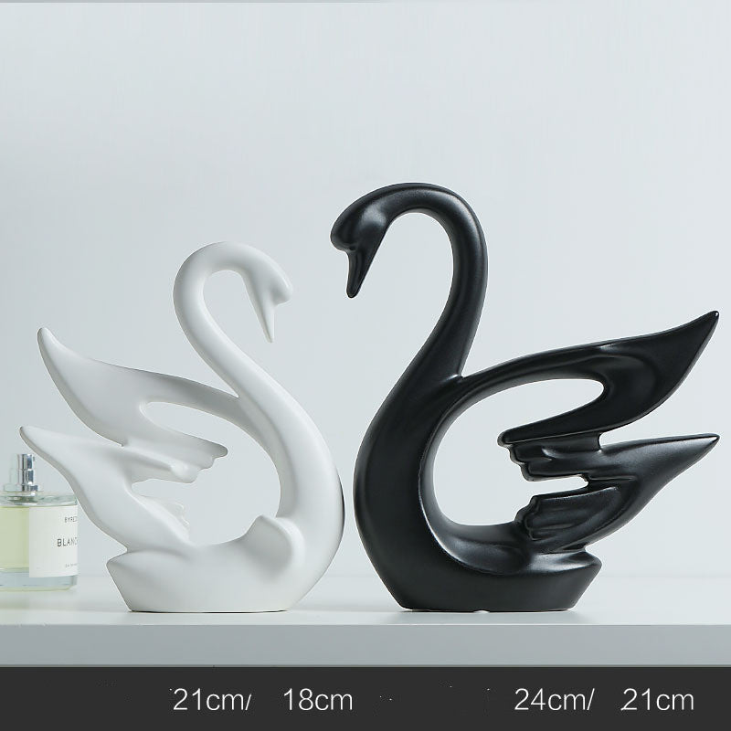 Cigno bianco nero ceramica