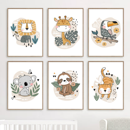 Poster Zebra leopardo panda carini