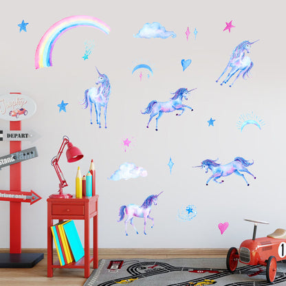Adesivo murale unicorno e stelle