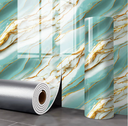 Adesivo murale Marmo bianco con venature oro