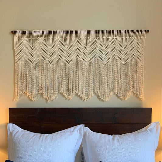 Arazzo Macramé con chevron bianco