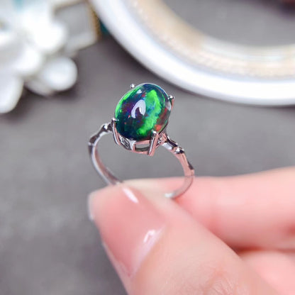 Anello Opale Nero Mosaico