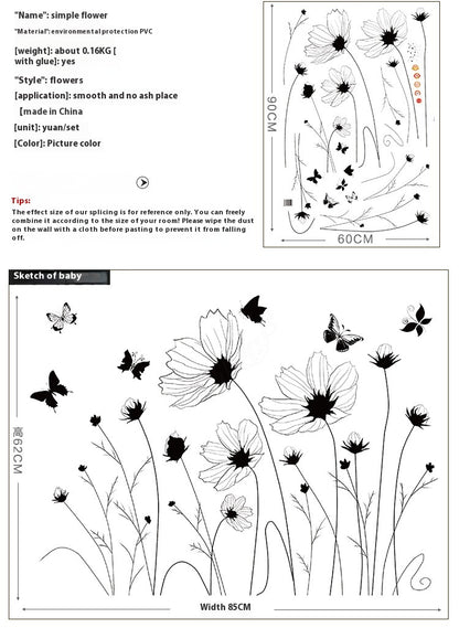 Adesivo fiore nero