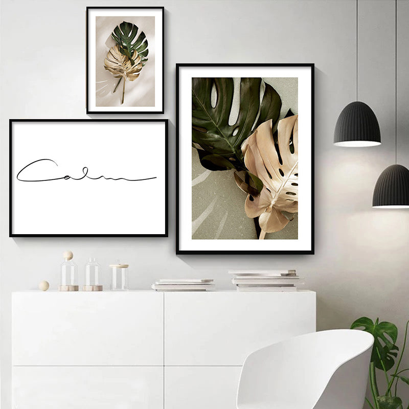 Poster foglie verdi e oro