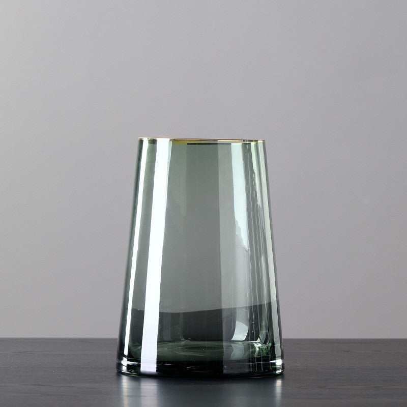 Vaso in vetro bordo dorato