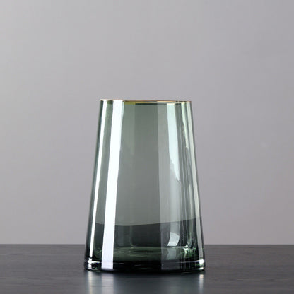 Vaso in vetro bordo dorato