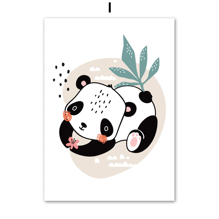 Poster Zebra leopardo panda carini