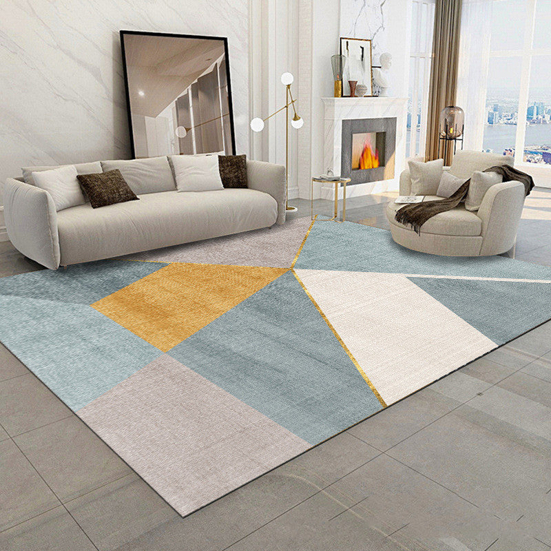 Tappeto geometrico grigio e nero con