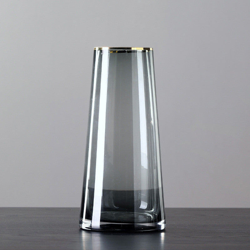 Vaso in vetro bordo dorato