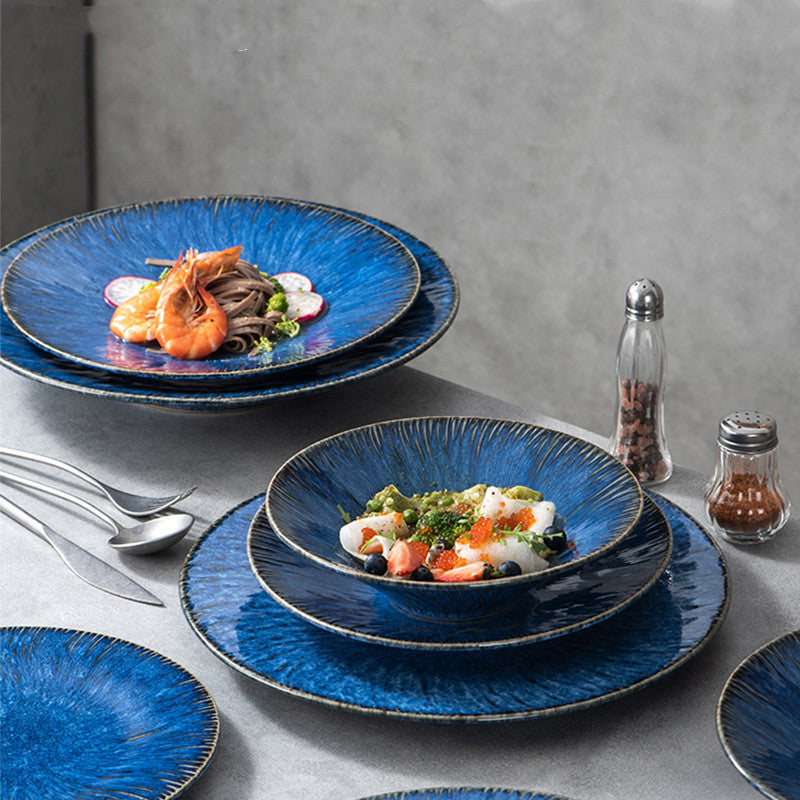 Piatto ceramica blu