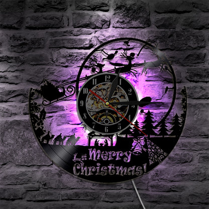 Orologio da parete Scena Natale con LED