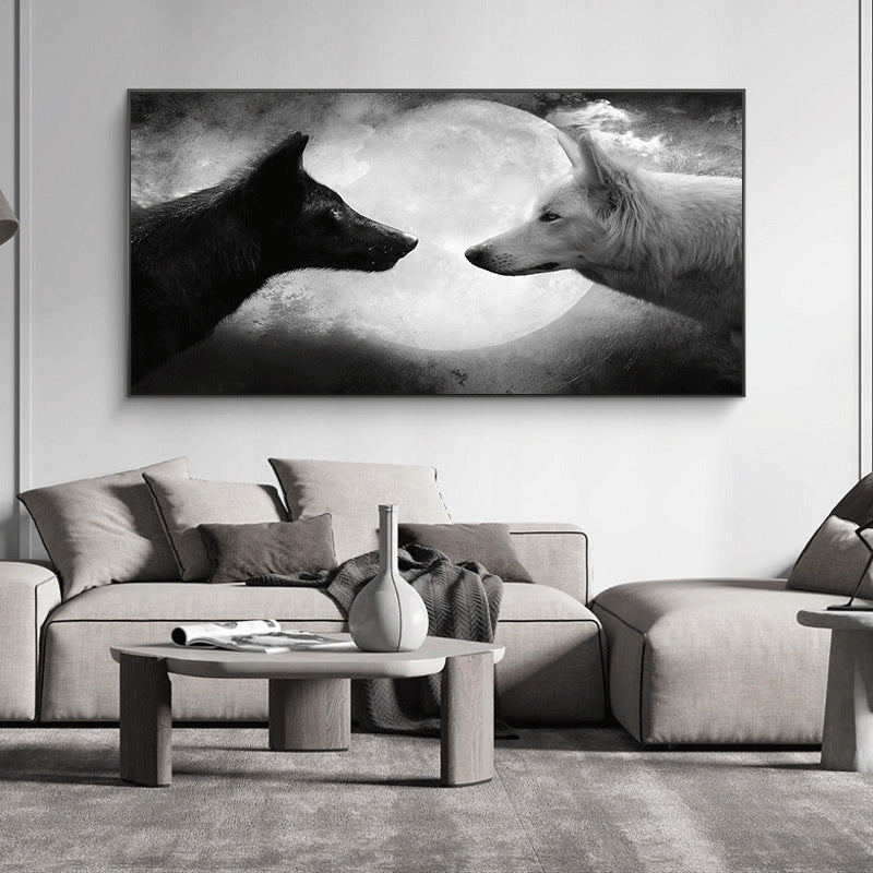 Quadro lupi bianco nero