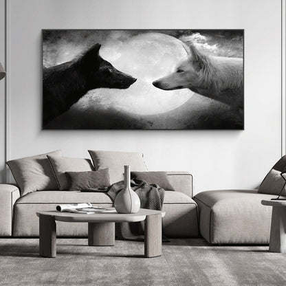Quadro lupi bianco nero