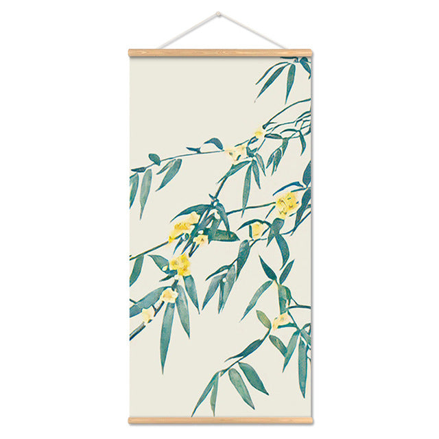Adesivo murale Acquarello asiatico bamboo fiori