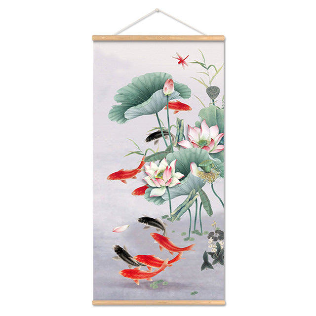 Adesivo murale Acquarello asiatico bamboo fiori