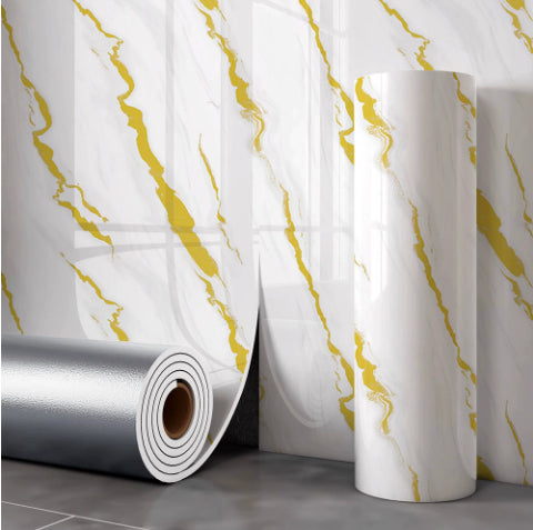 Adesivo murale Marmo bianco con venature oro