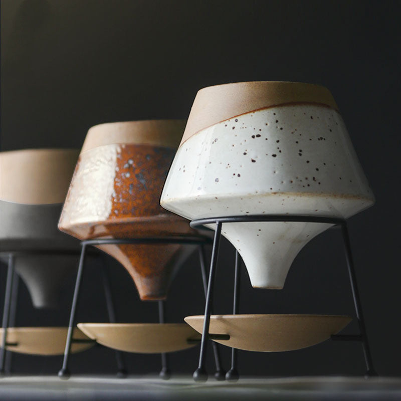 Vaso ceramica con cornice ferro