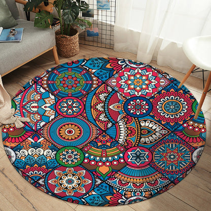 Tappeto rotondo mandala patchwork colorato