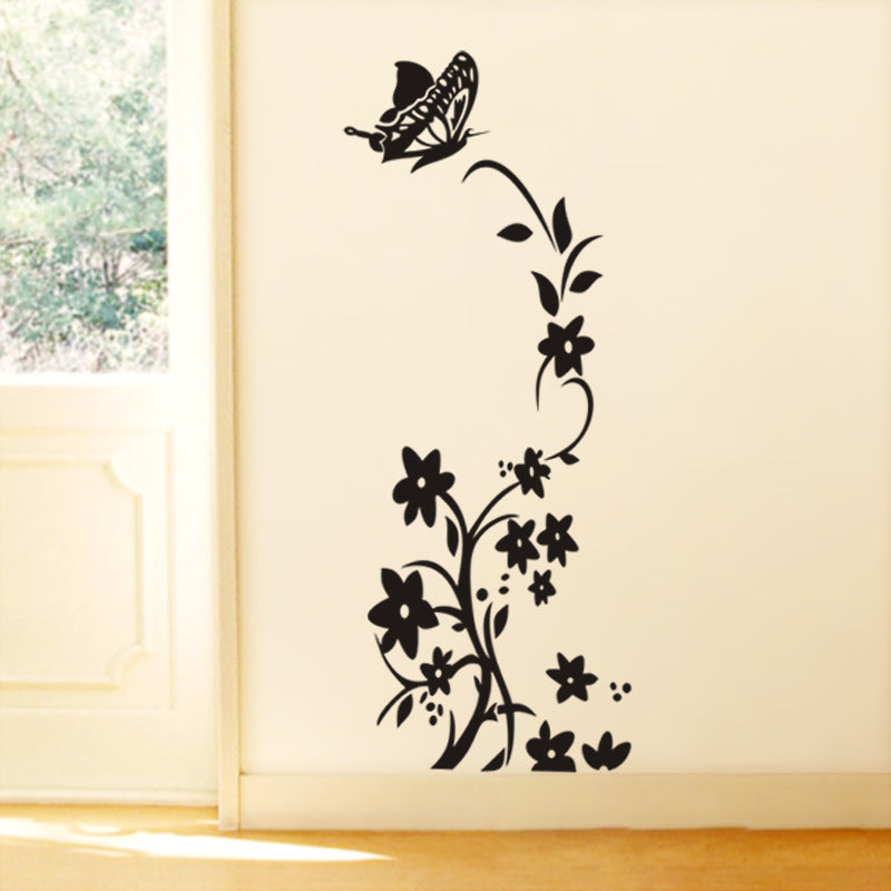 Adesivo murale farfalla e fiore