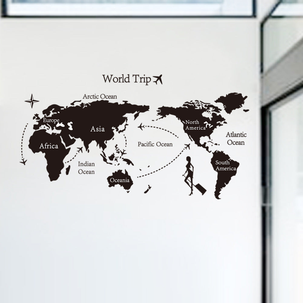 Adesivo murale Mappa del mondo con rotte di