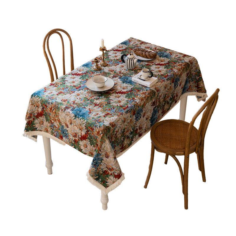 Tovaglia fiori cotone-lino