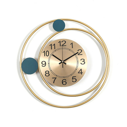 Orologio da parete Cerchi oro turchese