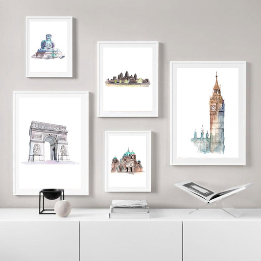 Quadro su tela Monumenti mondiali illustrati