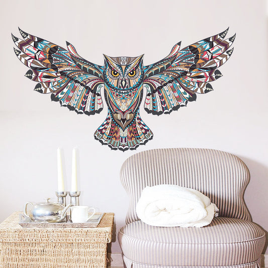 Adesivo murale Gufo mandala geometrico ali spiegate