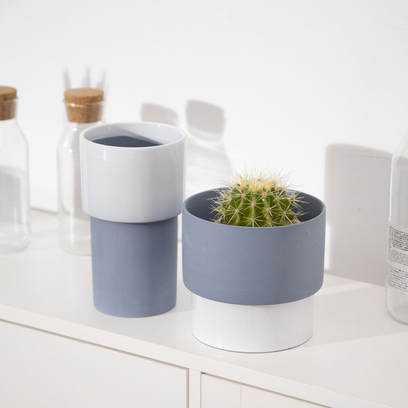 Fioriera ceramica a due livelli