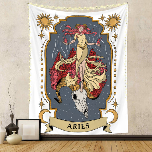Arazzo Ariete con donna e cranio