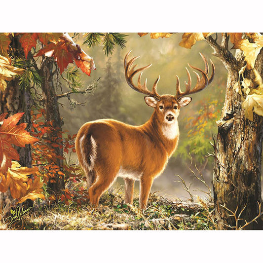 Quadro su tela Cervo marrone foresta autunnale a colori