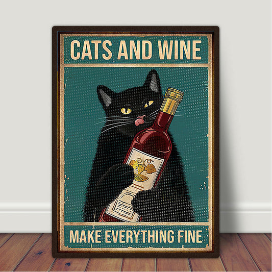 Quadro su tela Gatto e vino