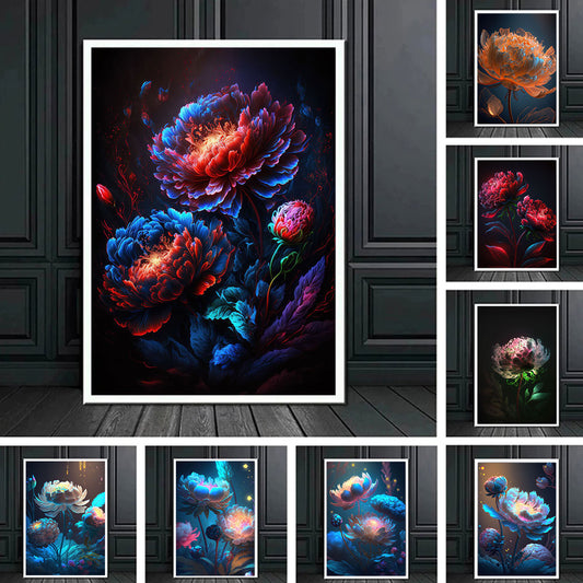 Quadro su tela Peonie luminose colorate
