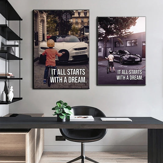 Quadro su tela Bambini con slogan motivazionale