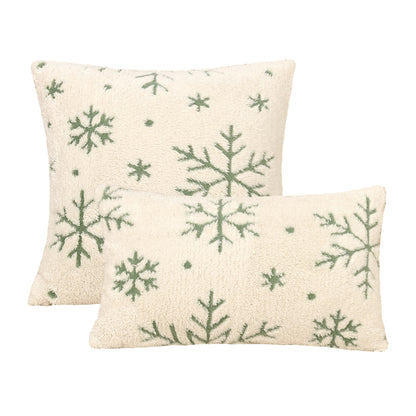 Cuscino bianco ricamato fiocchi neve