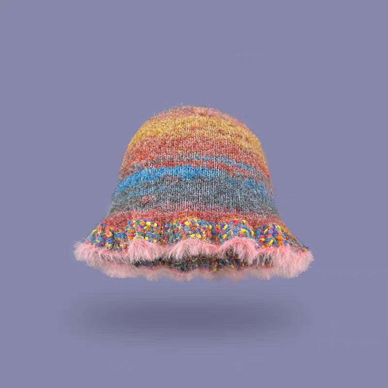Berretto lana righe arcobaleno